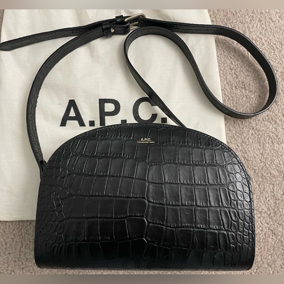 A.P.C. Handbags - A.P.C. Crocodile Effect Black Leather Demi-Lune Bag, EUC almost like NEW!